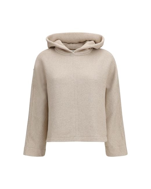 Max Mara Pure White Hooded Sweatshirt Cotton; Polyester Sweatshirts
