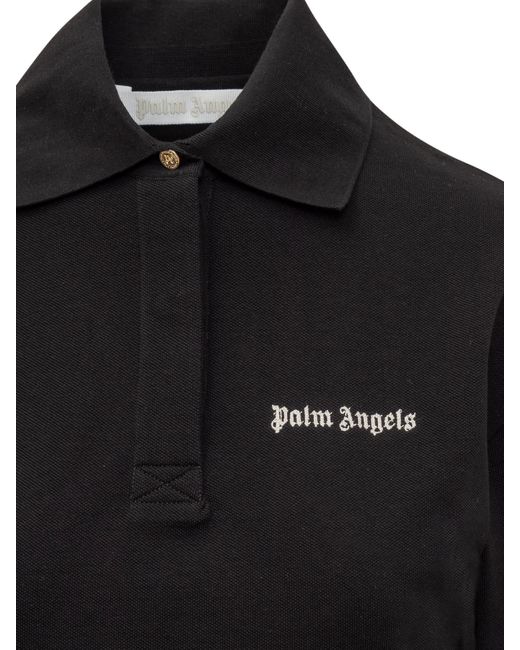 Palm Angels Black Polo Shirt With Logo