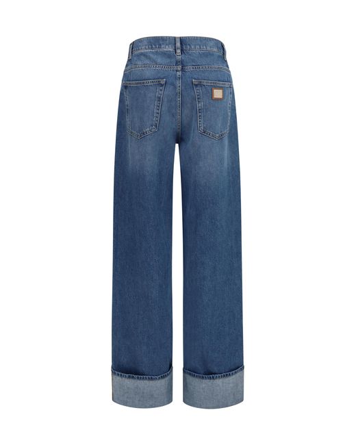 Dolce & Gabbana Blue Straight-Leg Five-Pocket Jeans Cotton