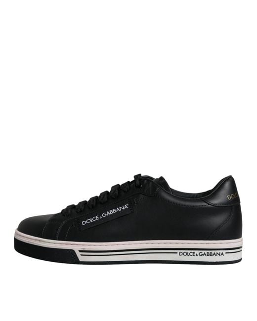 Dolce & Gabbana Black Leather Low Top Sneakers Shoes for men