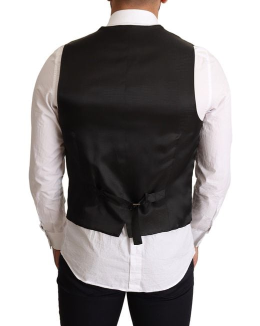 Dolce & Gabbana Black Formal Dress Vest Polyester Wool Elastane for men
