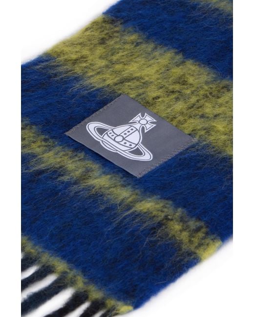 Vivienne Westwood Blue Scarf Fringed Alpaca Wool