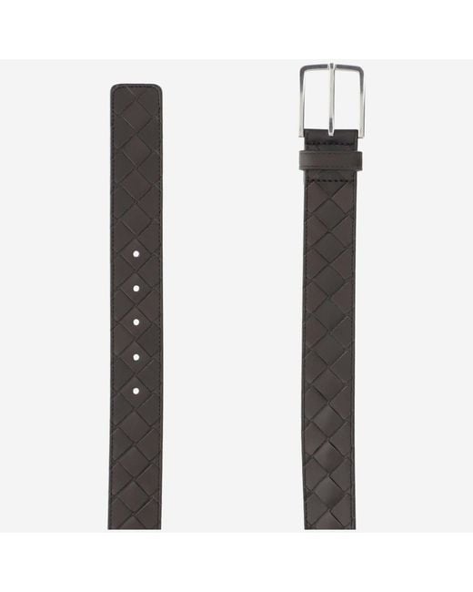 Bottega Veneta White Leather Belt Intreccio Calfskin for men