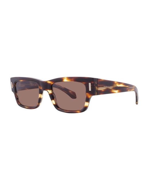 Ferragamo Brown Salvatore Sunglasses Rectangle Full Rim, Frame And Lens Sf2011S216 for men