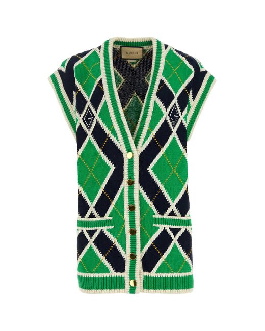Gucci Green Embroidered Cotton Vest