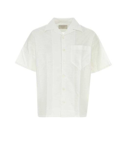 Prada White Embroidered Poplin Shirt for men