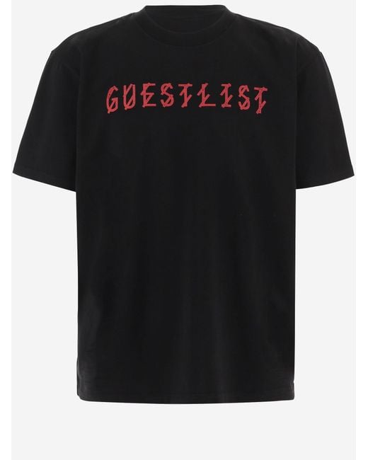 44 Label Group Black T-Shirt Guestlist Cotton T-Shirts for men