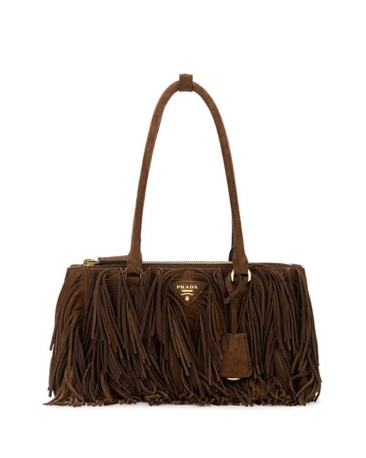 Prada Brown Suede Shoulder Bag