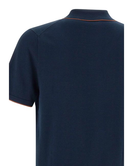 Paul Smith Blue Organic Cotton Polo Shirt for men