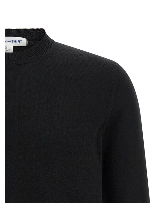 Comme des Garçons Black Intarsia Knit Sweater With Colorful Lettering for men