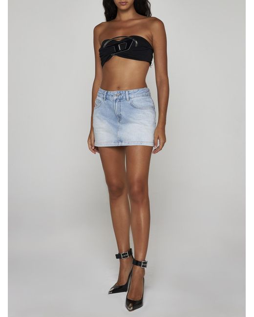 DIESEL Black Tube Top With Giant Logo Plaque