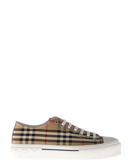 Burberry Natural Buberry Vintage Check Cotton Sneakers for men