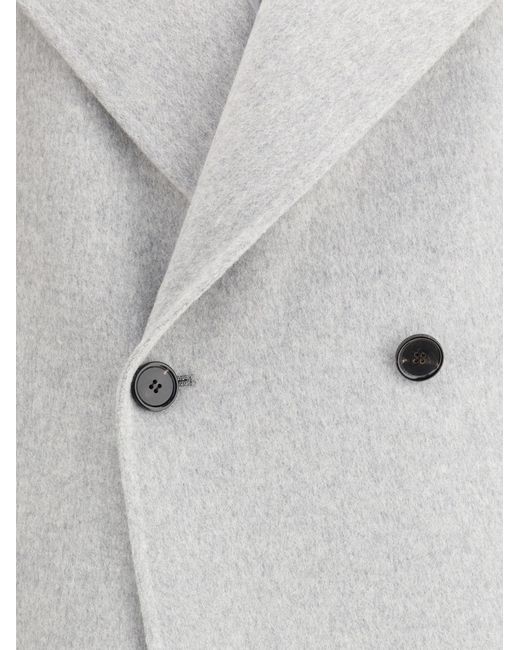 Aftercoat White Double-breasted Long Coat