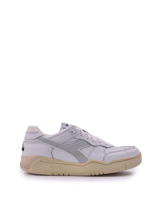 Diadora White Panelled Lace-Up Sneakers