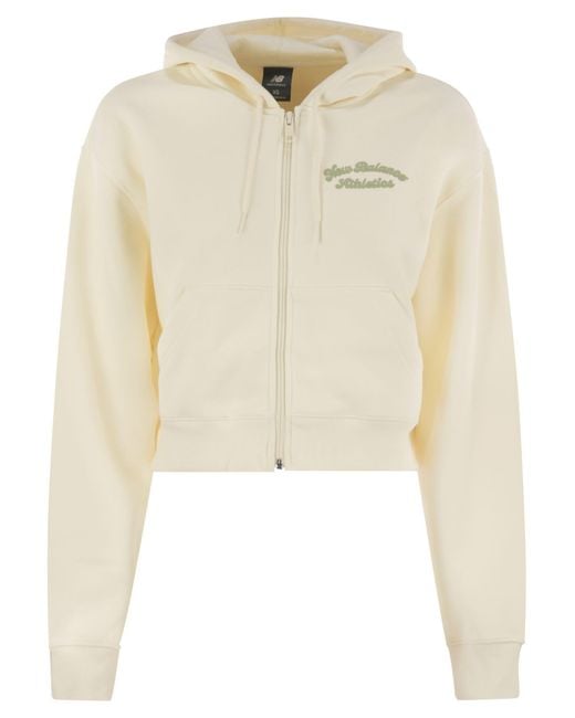New Balance Natural Hoodie With Logo On The Chest