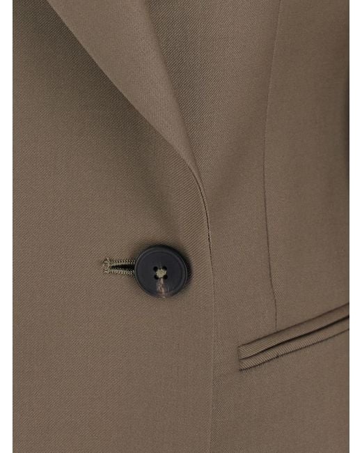Rohe Brown Double-Breasted Wool Jacket Virgin Blazers