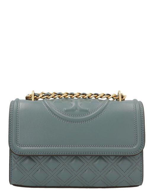 Tory Burch Leather Fleming Small Slings Crossbody Bag in Light Blue