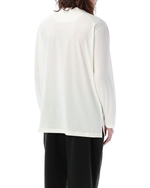 Y-3 White Graphic Long Sleeves Tee