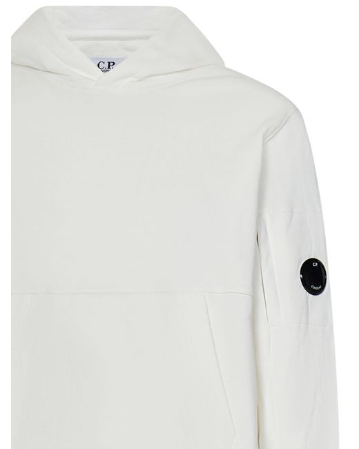 C P Company White Diagonal Raised Fleece Sweatshirt for men
