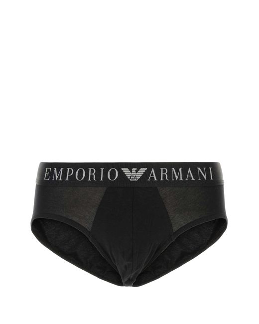 Emporio Armani Black Stretch Cotton Brief for men