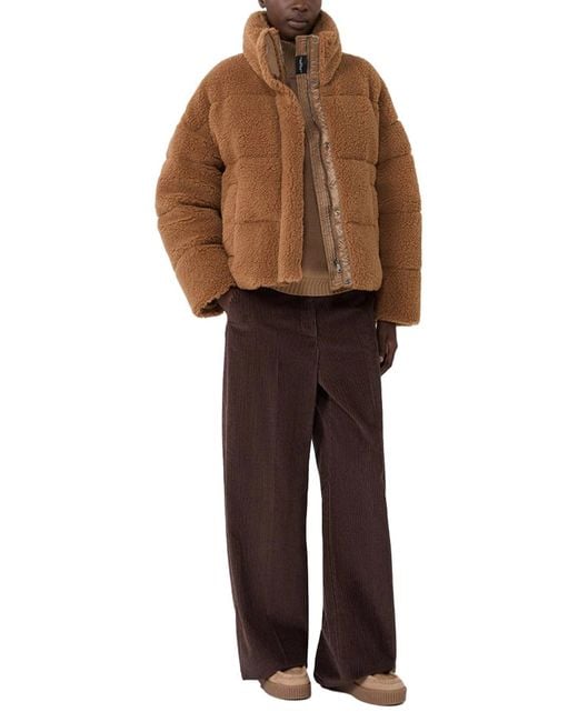 Weekend by Maxmara Brown Cropped Wool Down Jacket Camel