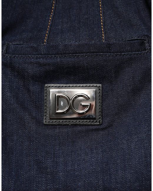 Dolce & Gabbana Blue Dark Cotton A-Line Denim Midi Skirt Co+03