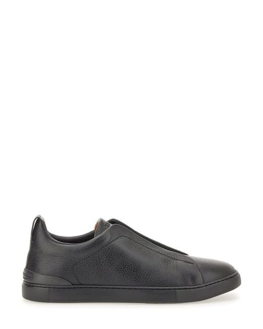 Zegna Gray Low Top Sneaker With Triple Stitch for men
