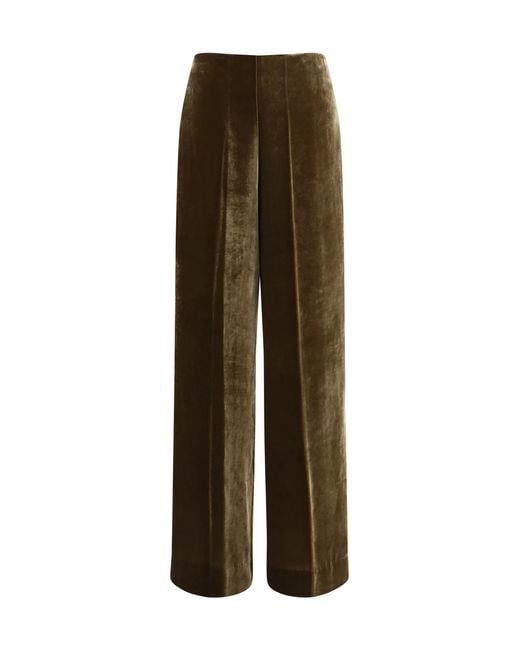 P.A.R.O.S.H. Green Velvet Pants Viscose; Silk