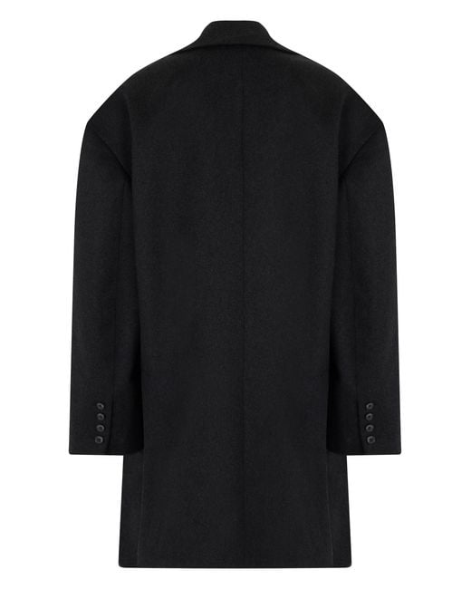 The Mannei Black Wool Coat Wide Silhouette