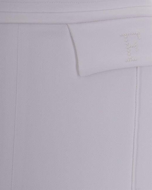 Elisabetta Franchi White Trousers Doppio Crepe Polyester