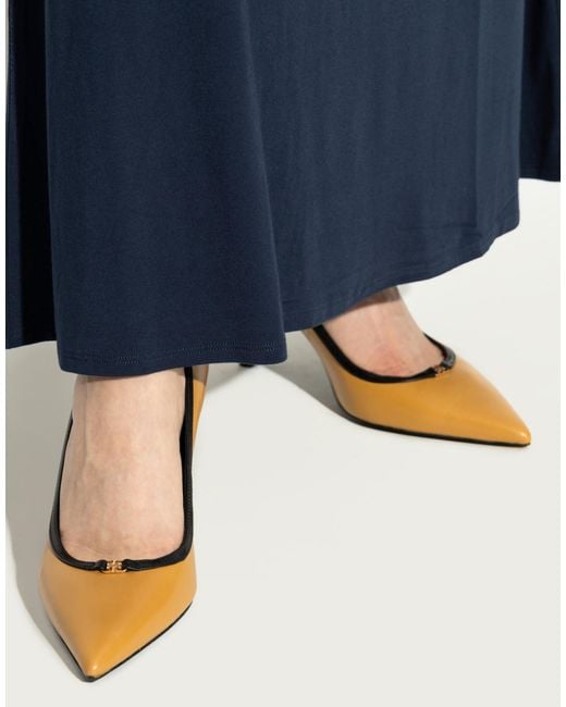 Tory Burch White Double T Logo Pumps