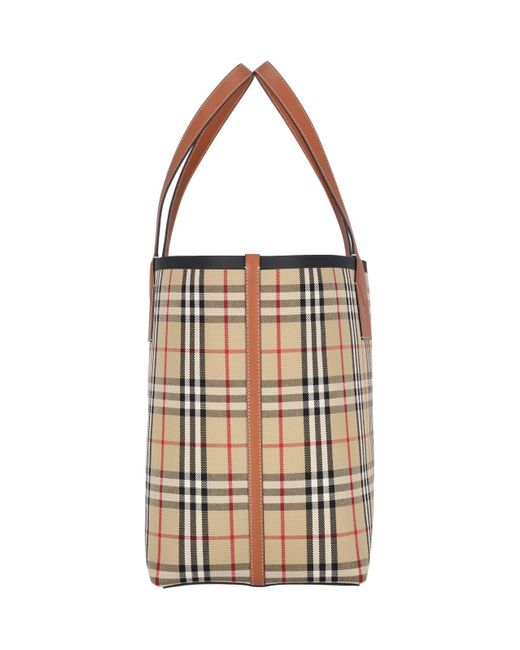 Burberry White Large London Checked Tote