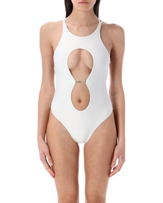 Swim By Di White Setai Halter Cut-Out One-Piece Polyamide Swimwear