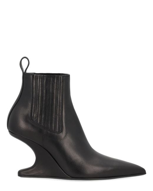 Rick Owens Black Ankle Sharp Boot Calf Leather