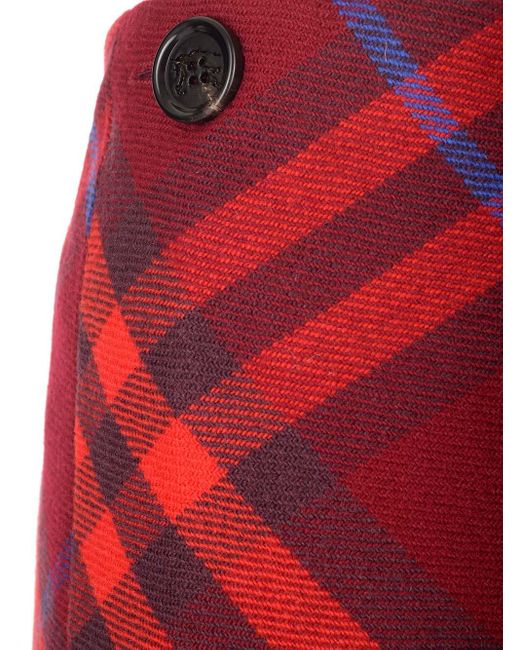 Burberry Red Check Pattern Wool Kilt