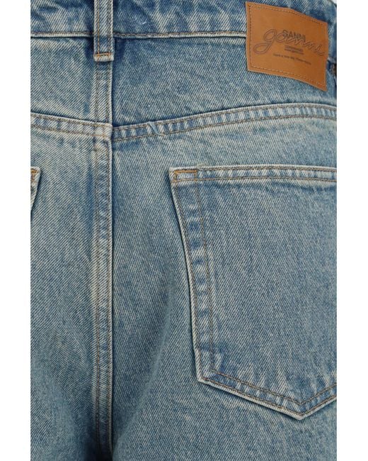 Ganni Blue Stary Rigid Denim Jeans Cotton