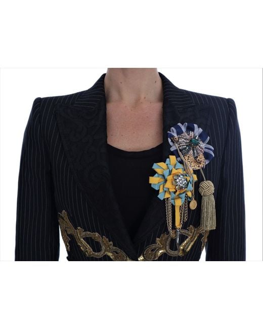 Dolce & Gabbana Black Crystal Blazer Jacket