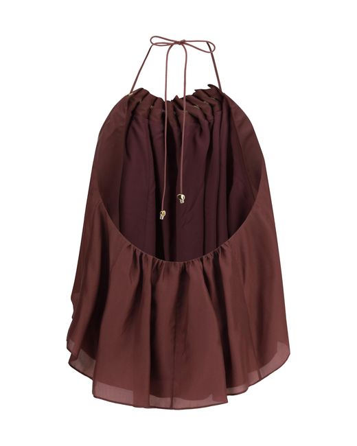 Zimmermann Purple Aster Beaded Ruched Top Silk