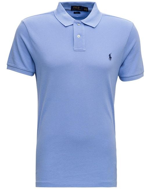 Polo Ralph Lauren Ligh Blue Cotton Polo Shirt With Logo for Men | Lyst