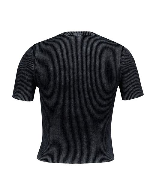DIESEL Black Diesel Ribbed Cotton T-Shirt