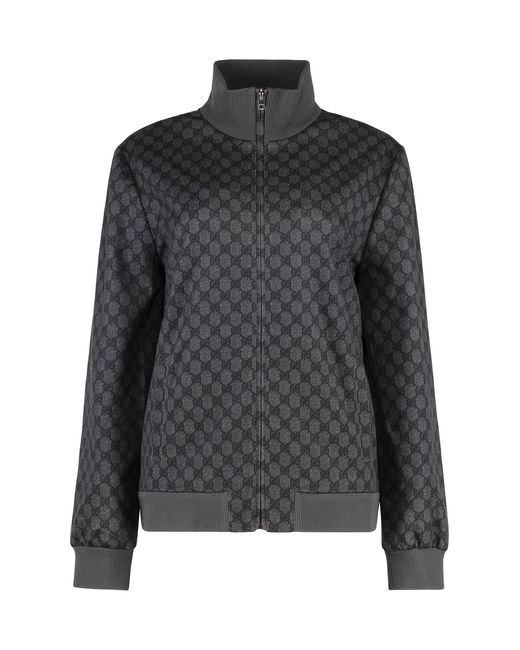 Gucci Black Cotton Blend Full-Zip Sweatshirt Polyester Sweatshirts