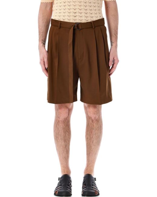 Cmmn Swdn Brown Marshall Pleated Shorts for men