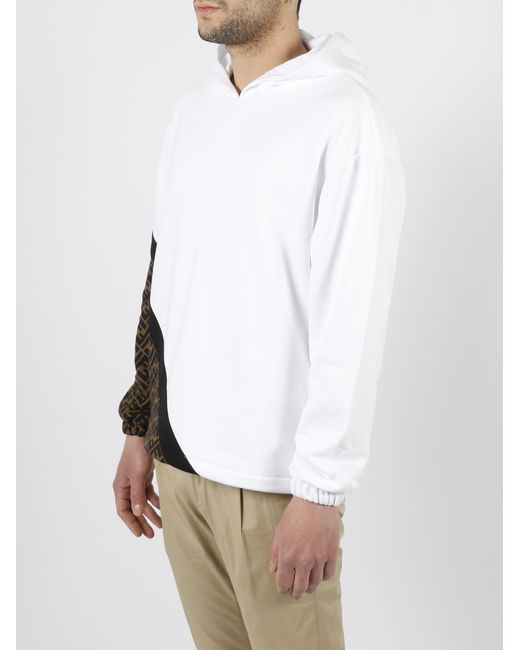 Fendi White Diagonal Ff Sweatshirt for men