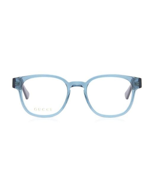 Gucci Blue Eyeglasses Round Full Rim, Transparent- Frame And Clear Demo Lens Gg0927O006 for men