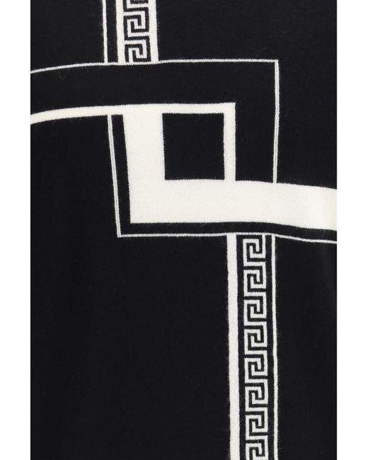 Versace Black Greca Incrocio Sweater Kashmir/Capra Hircus for men