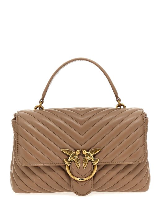 Pinko Brown Love Ladu Puff Hand Bags