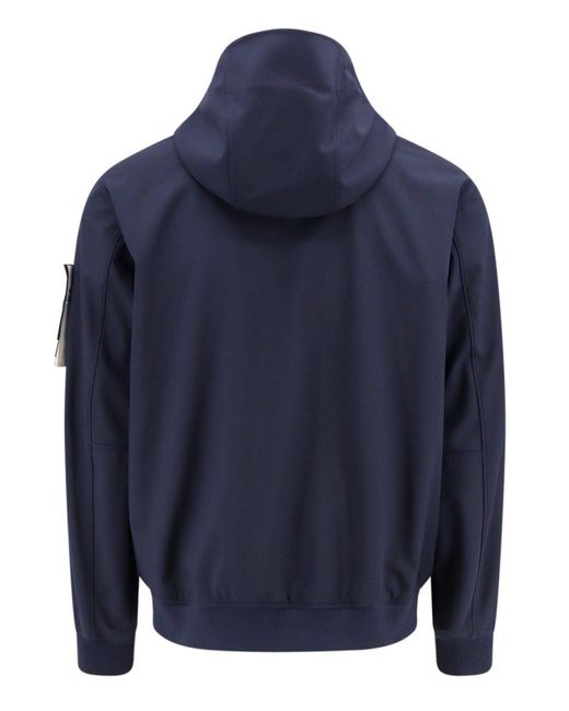 Stone Island Funnelneck Hooded Jacket in Blue for Men Lyst