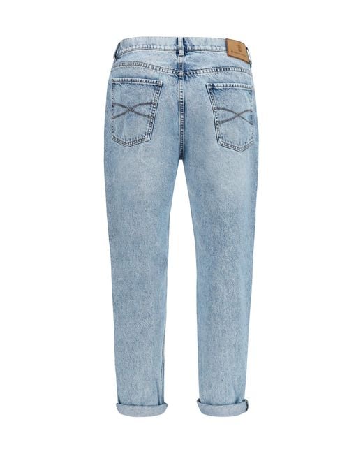 Brunello Cucinelli Blue Straight-Leg Turn-Up Jeans Cotton for men