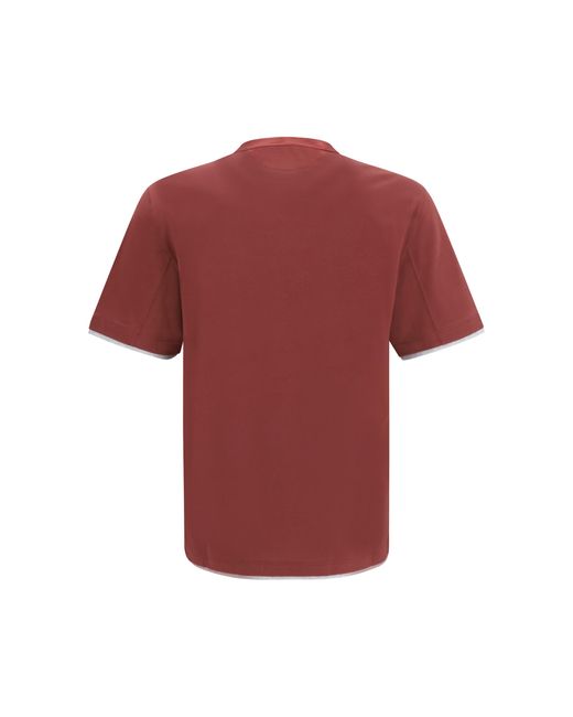 Brunello Cucinelli Red Cotton T-Shirt T-Shirts for men