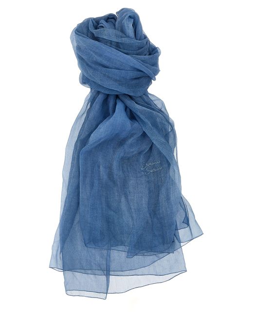 Ermanno Scervino Blue Silk Scarf Scarves, Foulards